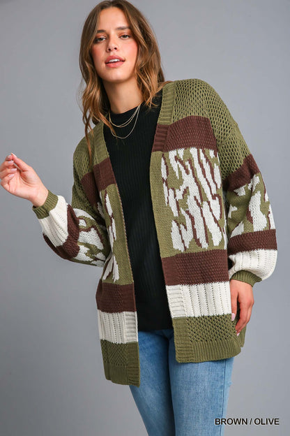 Brown/Olive animal print cardigan