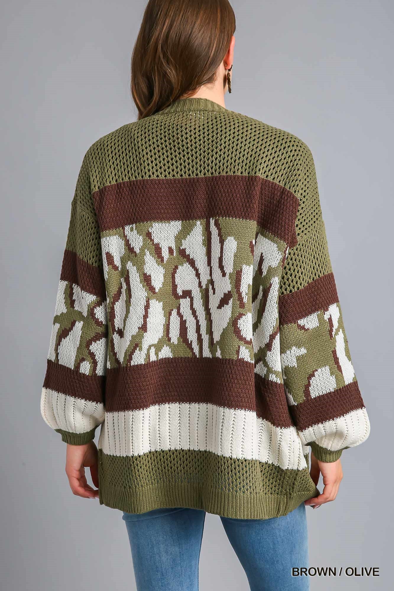 Brown/Olive animal print cardigan