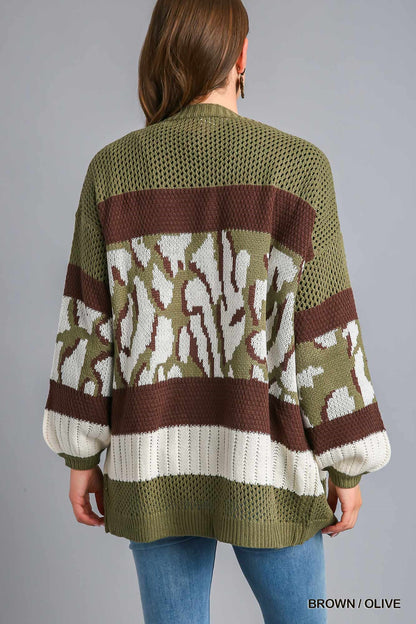 Brown/Olive animal print cardigan
