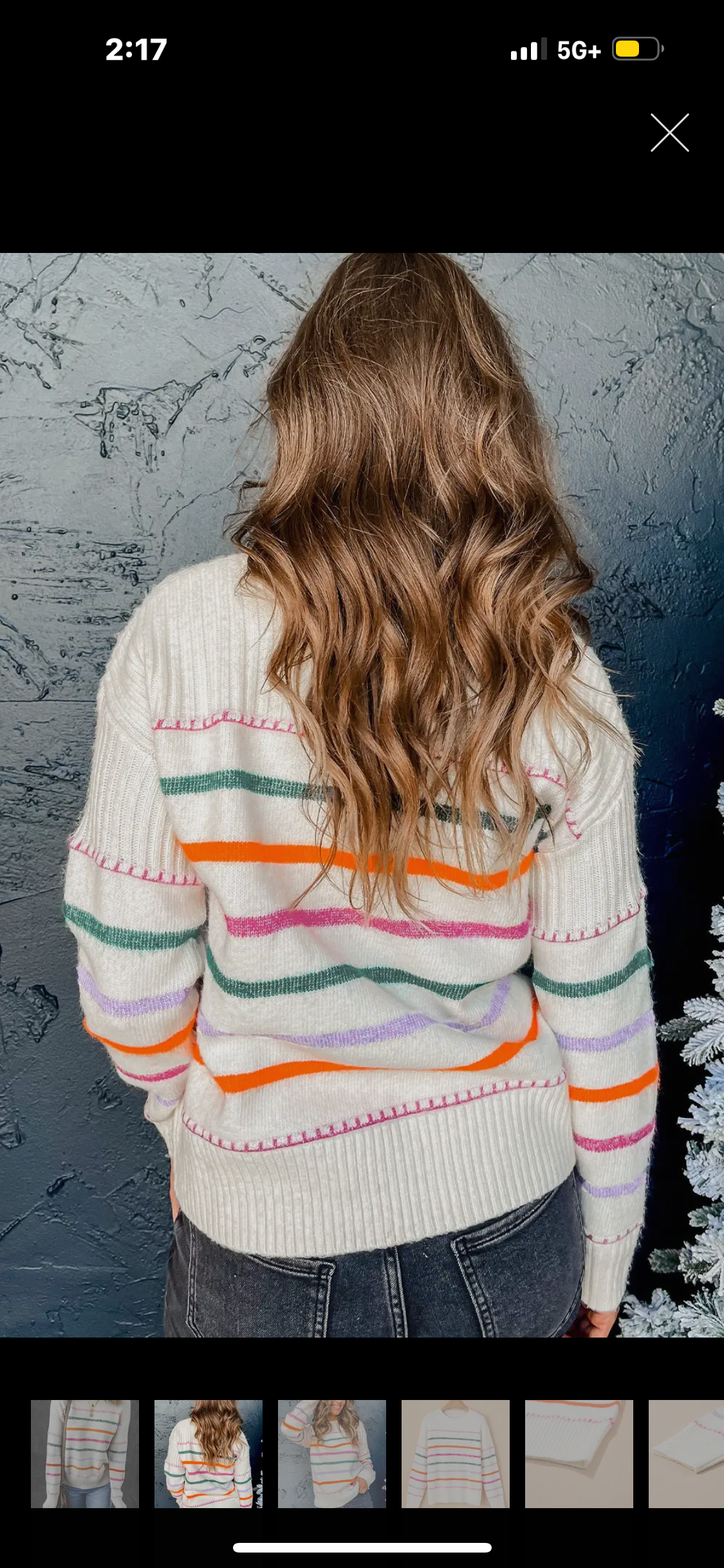 White Colorful Striped Sweater