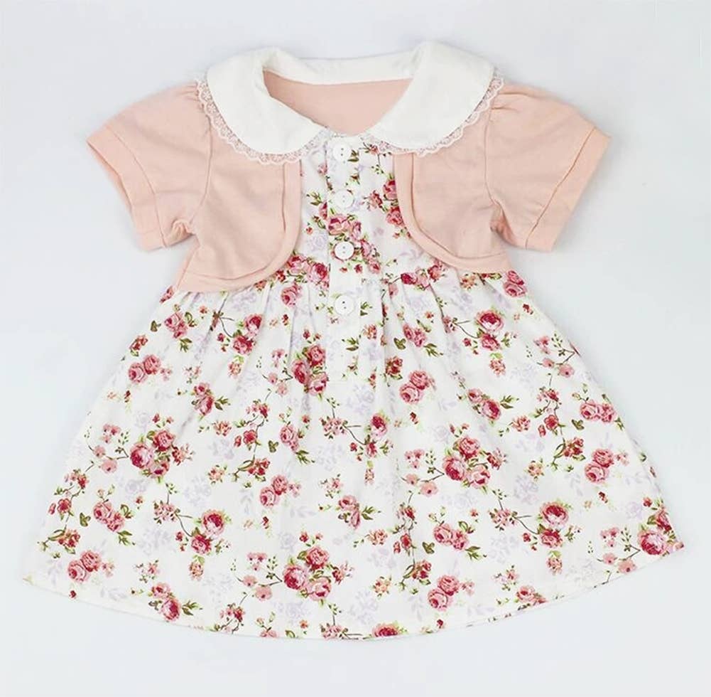 Pink Floral Cotton Girl Dress: 3-4T